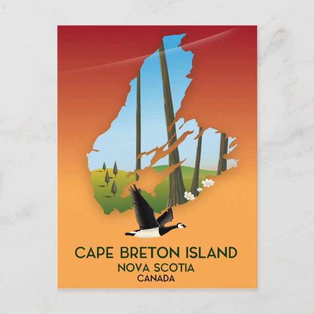 Cape Breton Island nova Scotia Canada map Postcard (Front)