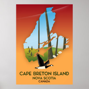 Cape Breton Island nova Scotia Canada map Poster