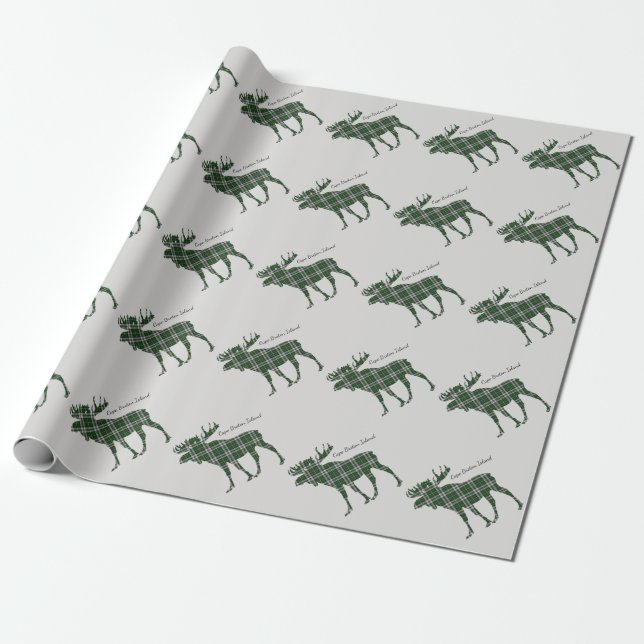 Cape Breton Island Tartan Custom Moose gift wrap (Unrolled)