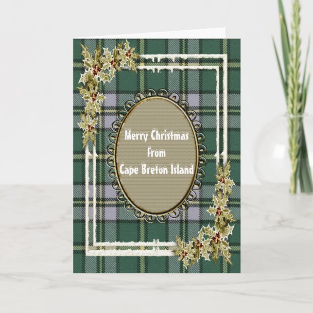 Cape Breton Original Province of Canada Tartan Holiday Card (Front)