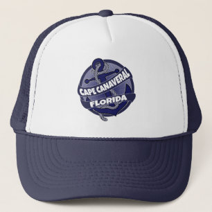 Cape Canaveral Florida anchor swirl trucker hat