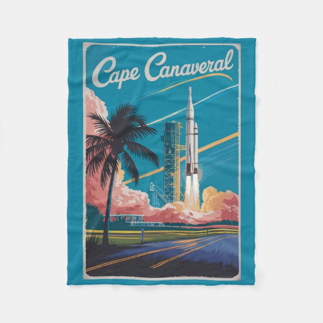 Cape Canaveral Florida Illustration Travel Art Fleece Blanket (Front)