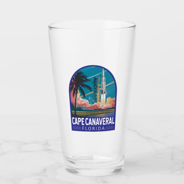 Cape Canaveral Florida Illustration Travel Art Glass (Front)