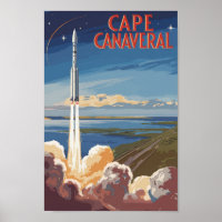 Cape Canaveral Florida Painterly Travel Art Retro