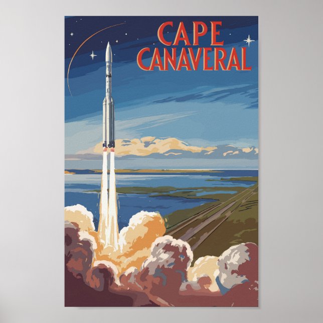 Cape Canaveral Florida Painterly Travel Art Retro Poster (Front)