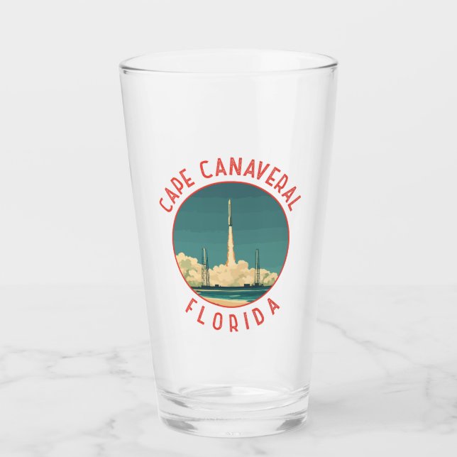 Cape Canaveral Florida Retro Distressed Circle Glass (Front)