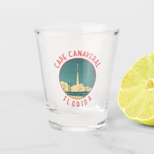 Cape Canaveral Florida Retro Distressed Circle Shot Glass