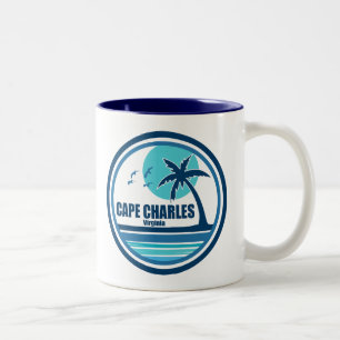 Cape Charles Beach Virginia Palm Tree Birds Two-Tone Coffee Mug