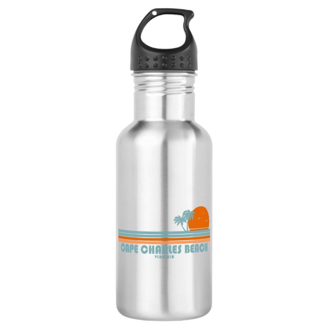 Cape Charles Beach Virginia Sun Palm Trees 532 Ml Water Bottle (Front)