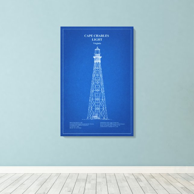 Cape Charles Lighthouse - Virginia - AD Canvas Print (Insitu(Wood Floor))