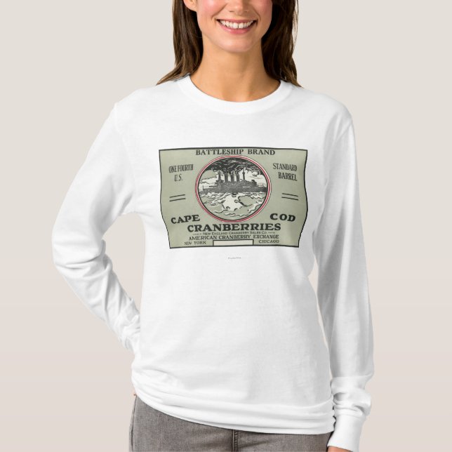 Cape Cod Battleship Brand Cranberry Label T-Shirt (Front)