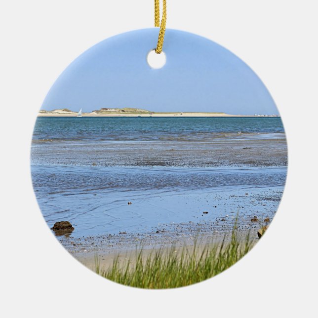 Cape Cod Bay ocean beach Ceramic Tree Decoration (Front)