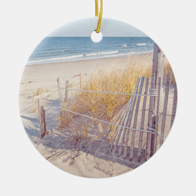 Cape Cod Beach and Ocean Ceramic Tree Decoration (Front)