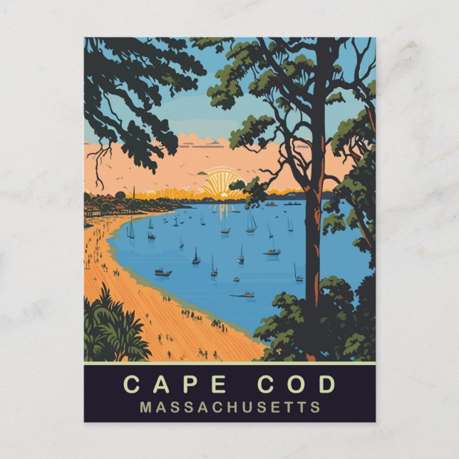 Cape Cod Beach, Massachusetts, Vintage Travel Postcard (Front)