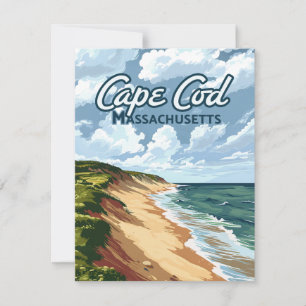 Cape Cod Beach Seashore Massachusetts Blue Card