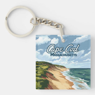 Cape Cod Beach Seashore Massachusetts Blue  Key Ring