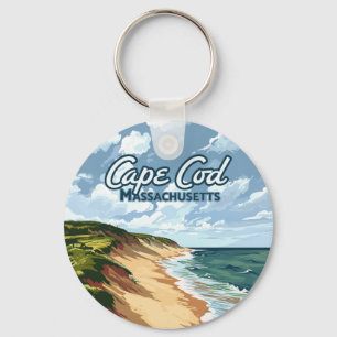 Cape Cod Beach Seashore Massachusetts Blue  Key Ring