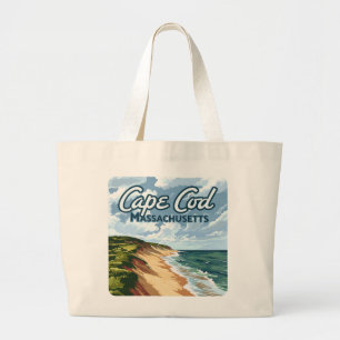 Cape Cod Beach Seashore Massachusetts Blue  Large Tote Bag
