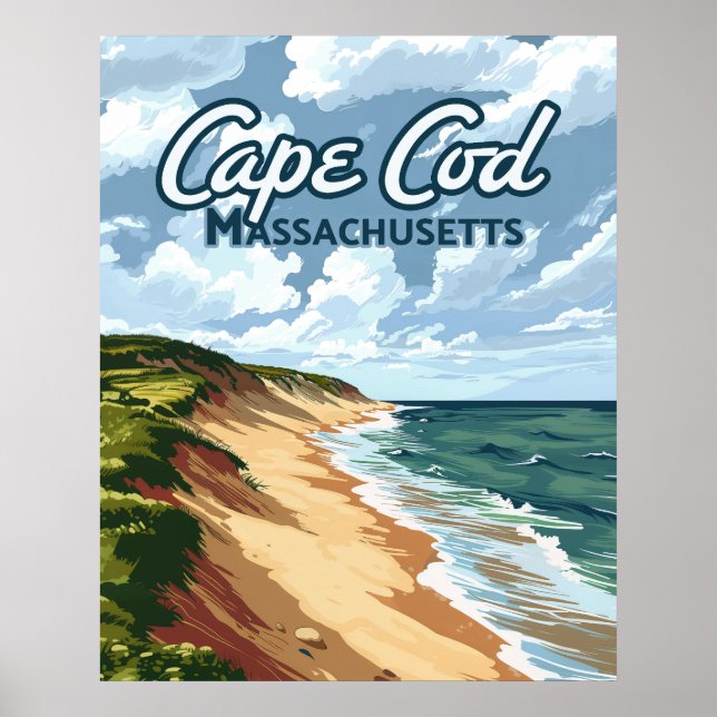 Cape Cod Beach Seashore Massachusetts Blue  Poster (Front)