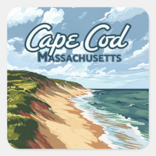 Cape Cod Beach Seashore Massachusetts Blue  Square Sticker
