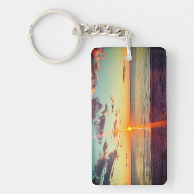 Cape Cod Beach Sunset Photo Key Ring (Front)