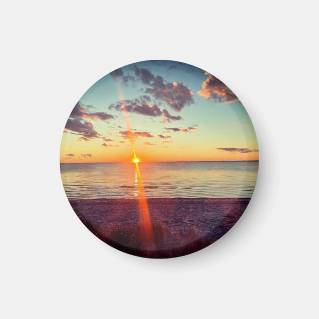 Cape Cod Beach Sunset Photo Magnet (Front)