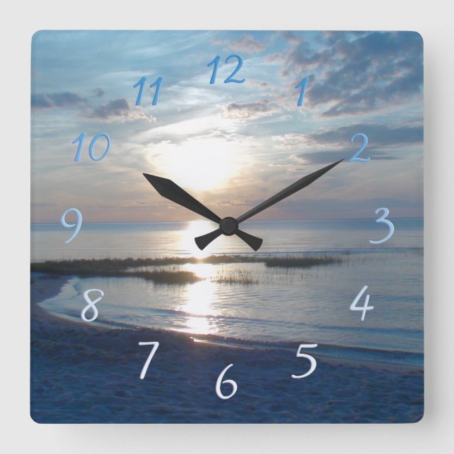 Cape Cod Beach Sunset Square Wall Clock (Front)