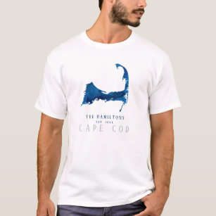 Cape Cod Blue Watercolor Map Family Reunion T-Shirt