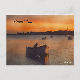 Cape Cod Boats at Sunset Post Card
