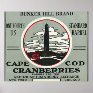 Cape Cod Bunker Hill Brand Cranberry Label Poster