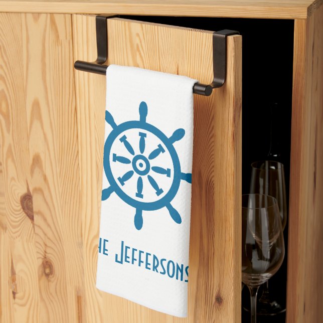 Cape Cod Captain's Wheel Linen Tea Towel (Thirds Fold)