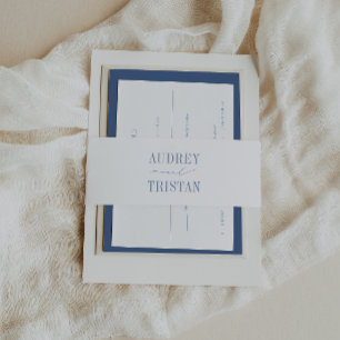 CAPE COD Coastal Blue Minimalist Invitation Belly Band
