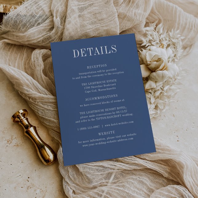 CAPE COD Coastal Blue Wedding Details Card (Creator Uploaded)