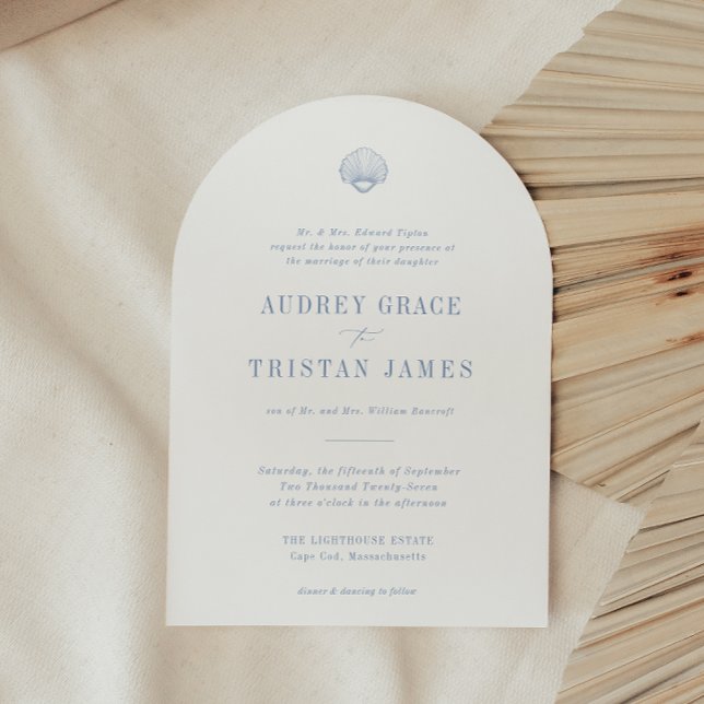 CAPE COD Coastal Seashell Wedding Invitation (Creator Uploaded)