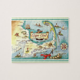 Cape Cod Colourful Vintage Map Puzzle