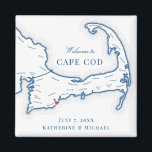 Cape Cod Destination Wedding Favour Magnet<br><div class="desc">Quick and Easy ordering! These Cape Cod map magnets make great Cape Cod wedding favours to include in your Cape Cod destination wedding welcome bags. Move the heart by clicking "Edit Using design tool" under "Personalise". Perfect for all the great wedding venues in on the Cape including the Club at...</div>