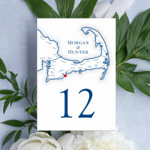 Cape Cod Destination Wedding  Table Number