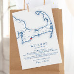 Cape Cod Destination Wedding Welcome Itinerary Thank You Card<br><div class="desc">Quick and Easy ordering! Customise these Cape Cod map wedding welcome and itinerary cards with your wedding welcome message on the front, and your weekend events on the back. These are perfect to include with destination wedding welcome bags. Click "Edit using the Design tool" to move the heart, shown here...</div>