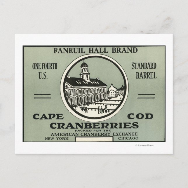 Cape Cod Faneuil Hall Brand Cranberry Label Postcard (Front)
