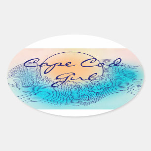 Cape Cod Girl Oval Stickers (4 per sheet)