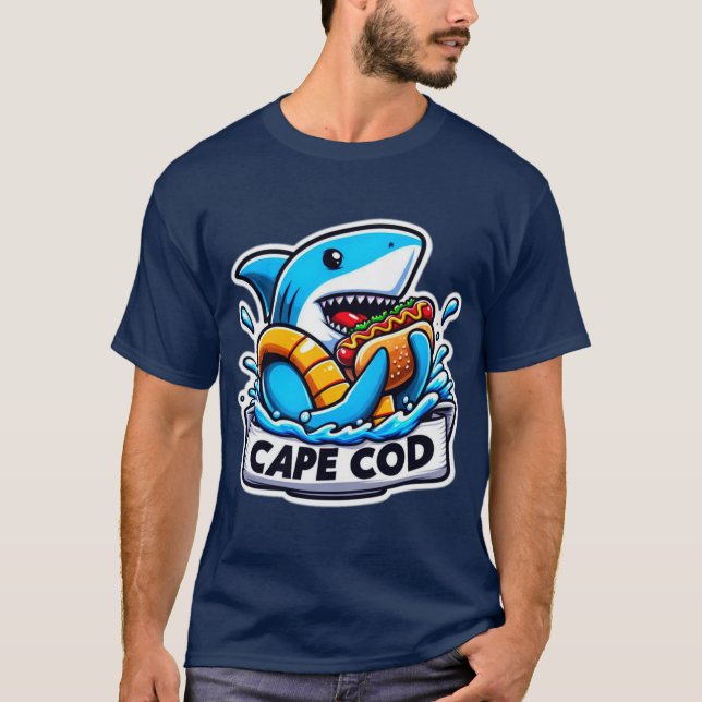 CAPE COD-GREAT WHITE EATING HOT DOG 7 T-Shirt (Front)