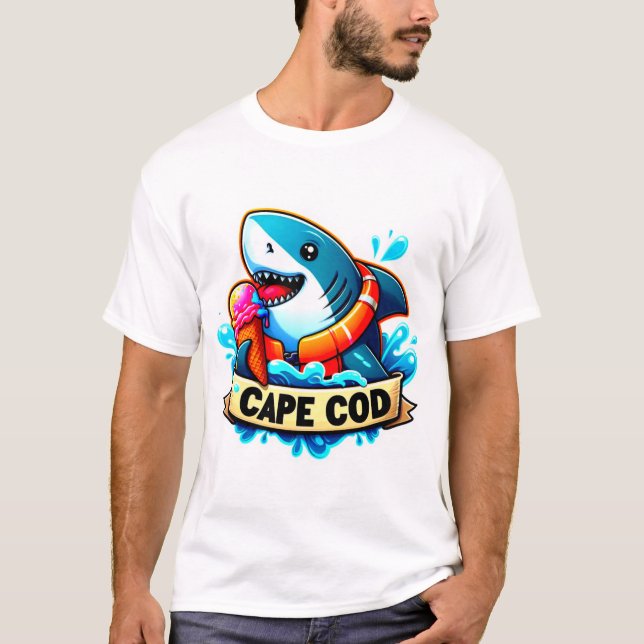 CAPE COD-GREAT WHITE EATING ICE CREAM 2 T-Shirt (Front)