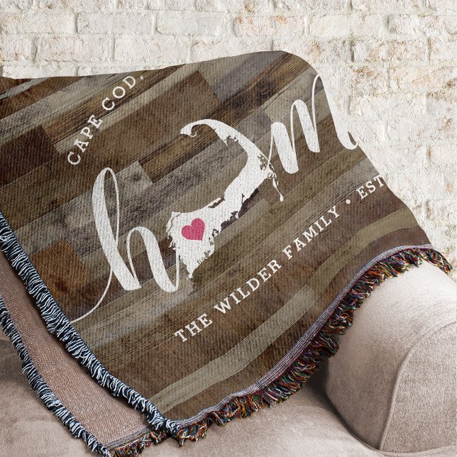 Cape Cod Home Town Personalised Wood Look Throw Blanket (Creator Uploaded)