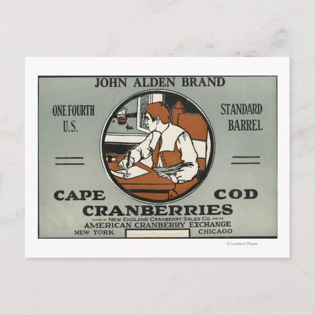 Cape Cod John Alden Brand Cranberry Label Postcard (Front)