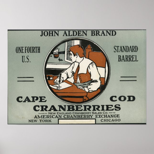 Cape Cod John Alden Brand Cranberry Label Poster (Front)