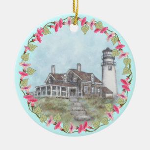 Cape Cod Lighthouse Ceramic Tree Decoration