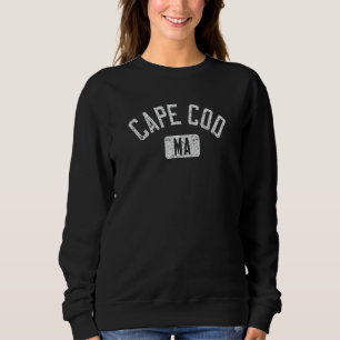 Cape Cod MA Arched Text Distressed White Print 1 Sweatshirt