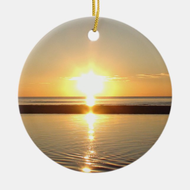 Cape Cod, Ma Sunset on the Beach Christmas Ceramic Tree Decoration (Front)
