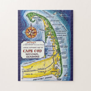 Cape Cod  Ma Vintage 11x14 Map Jigsaw Puzzle
