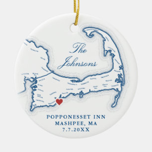 Cape Cod MA Wedding Photo First Christmas Ceramic Tree Decoration